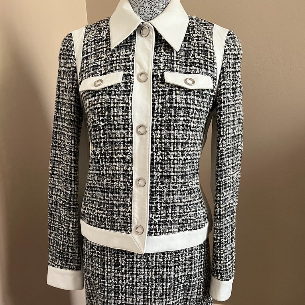 vintage Tesori suit tweeded and leather